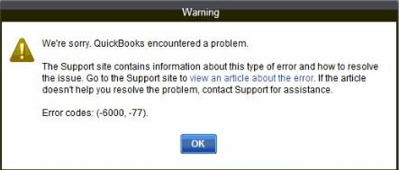 QuickBooks error 6000 77