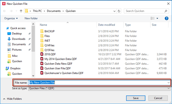 Quicken file with .QDF extension